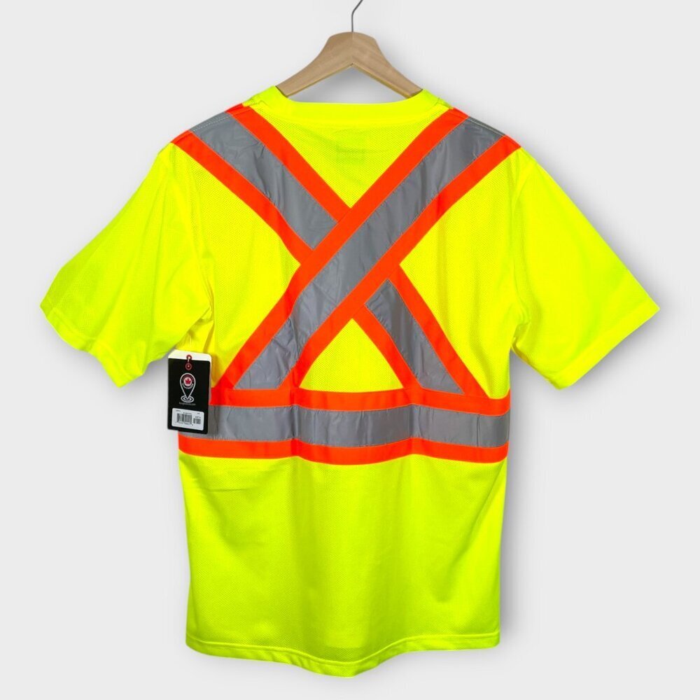 🦜 Two NEW Tough Duck Safety T-Shirts High Visibility Yellow Men's LARGE - Picture 10 of 11